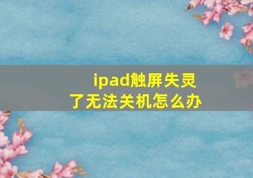 ipad触屏失灵了无法关机怎么办