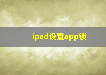 ipad设置app锁