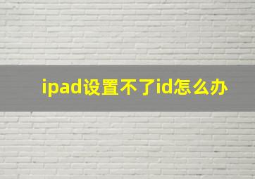 ipad设置不了id怎么办