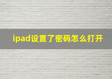 ipad设置了密码怎么打开