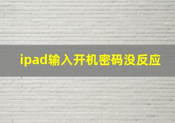 ipad输入开机密码没反应