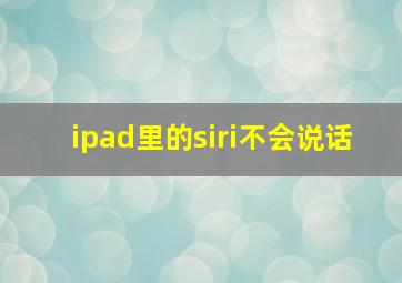 ipad里的siri不会说话