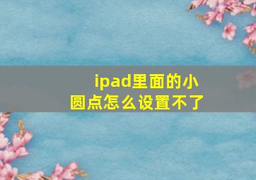 ipad里面的小圆点怎么设置不了