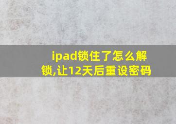 ipad锁住了怎么解锁,让12天后重设密码