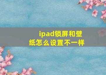 ipad锁屏和壁纸怎么设置不一样