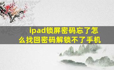 ipad锁屏密码忘了怎么找回密码解锁不了手机