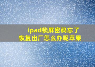 ipad锁屏密码忘了恢复出厂怎么办呢苹果