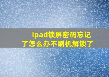 ipad锁屏密码忘记了怎么办不刷机解锁了