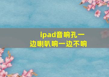 ipad音响孔一边喇叭响一边不响