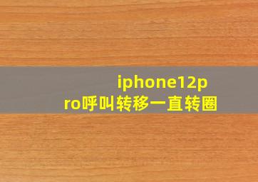 iphone12pro呼叫转移一直转圈