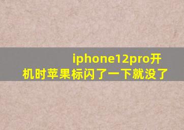 iphone12pro开机时苹果标闪了一下就没了