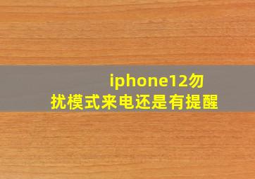 iphone12勿扰模式来电还是有提醒