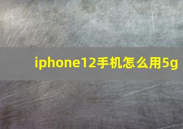 iphone12手机怎么用5g