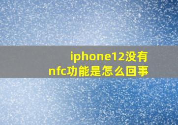 iphone12没有nfc功能是怎么回事