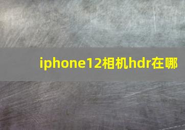 iphone12相机hdr在哪