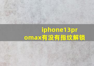 iphone13promax有没有指纹解锁