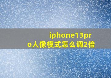 iphone13pro人像模式怎么调2倍