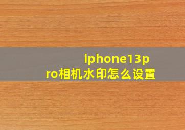 iphone13pro相机水印怎么设置