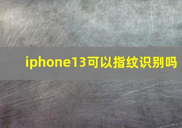 iphone13可以指纹识别吗