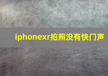 iphonexr拍照没有快门声