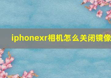 iphonexr相机怎么关闭镜像