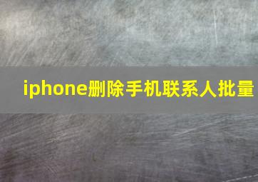 iphone删除手机联系人批量