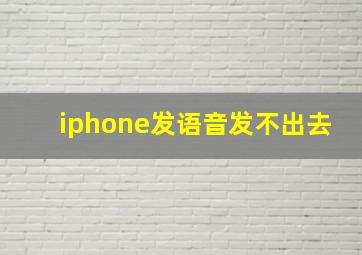 iphone发语音发不出去