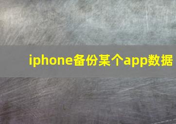 iphone备份某个app数据