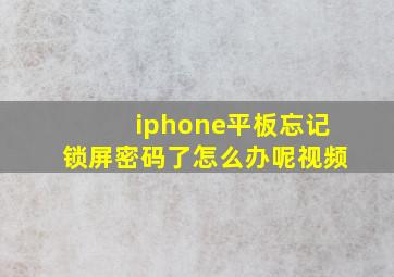 iphone平板忘记锁屏密码了怎么办呢视频