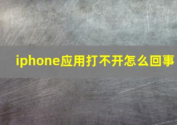 iphone应用打不开怎么回事