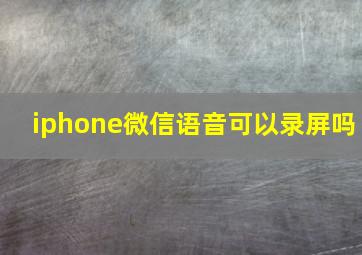 iphone微信语音可以录屏吗