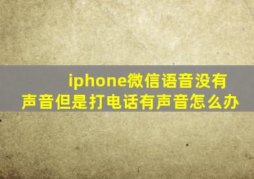 iphone微信语音没有声音但是打电话有声音怎么办