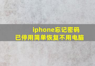 iphone忘记密码已停用简单恢复不用电脑