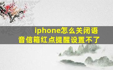 iphone怎么关闭语音信箱红点提醒设置不了