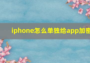 iphone怎么单独给app加密