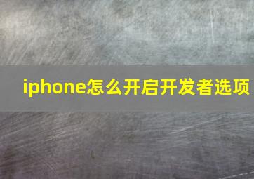 iphone怎么开启开发者选项