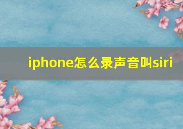 iphone怎么录声音叫siri