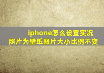 iphone怎么设置实况照片为壁纸图片大小比例不变