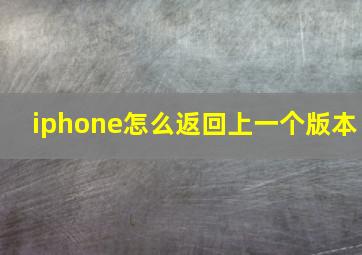 iphone怎么返回上一个版本