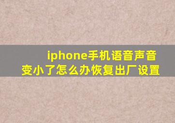 iphone手机语音声音变小了怎么办恢复出厂设置