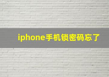 iphone手机锁密码忘了