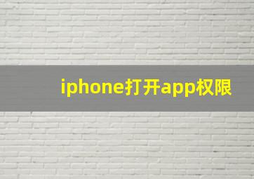 iphone打开app权限