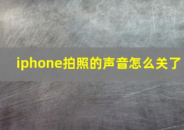 iphone拍照的声音怎么关了