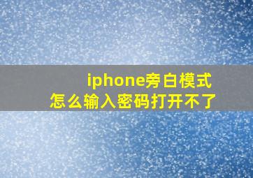 iphone旁白模式怎么输入密码打开不了