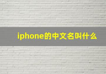 iphone的中文名叫什么