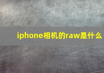 iphone相机的raw是什么