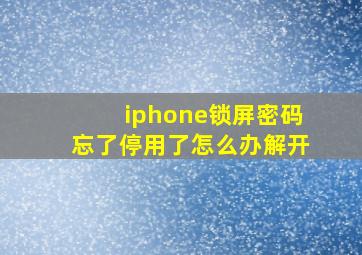 iphone锁屏密码忘了停用了怎么办解开