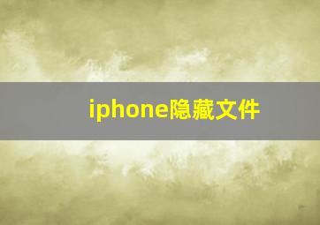 iphone隐藏文件