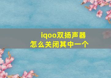 iqoo双扬声器怎么关闭其中一个