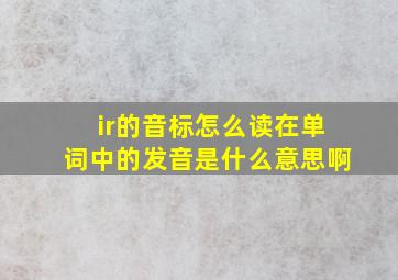 ir的音标怎么读在单词中的发音是什么意思啊